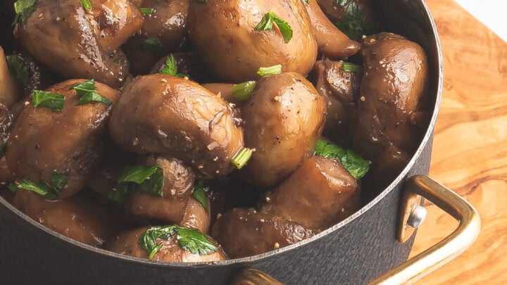 Garlic Sautéed Mushrooms in pot
