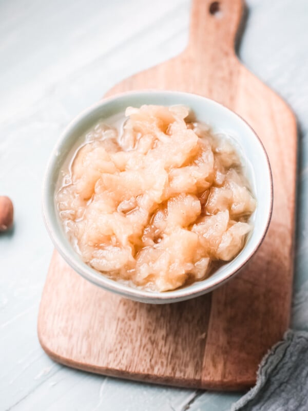 Instant Pot Applesauce in teal bowl