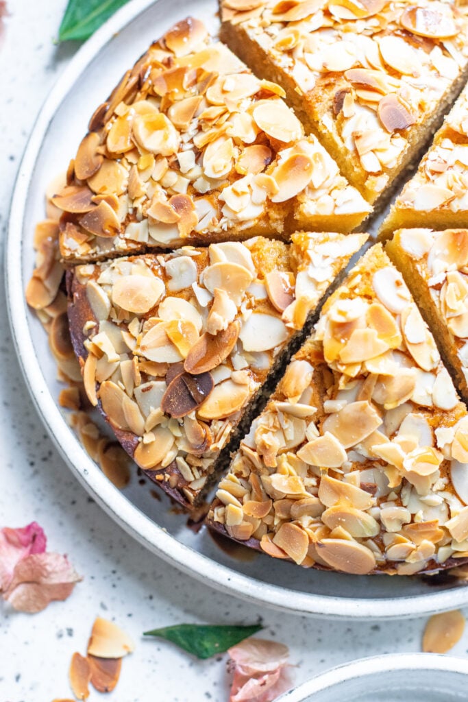 Almond Cake Recipe on a plate