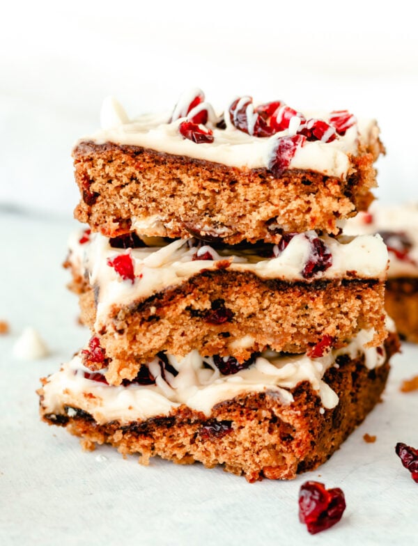 Cranberry Bliss Bars in a stack