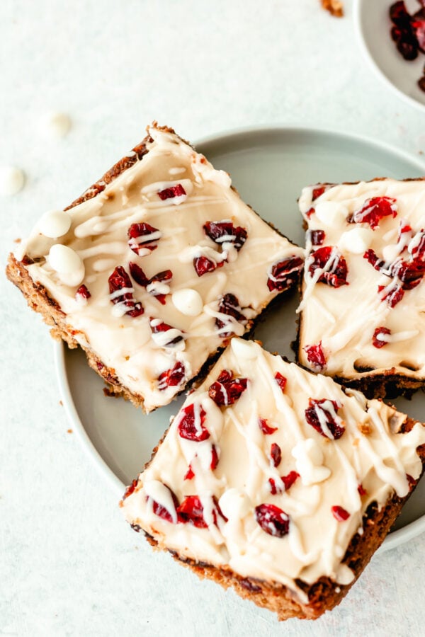 Cranberry Bliss Bars on plate