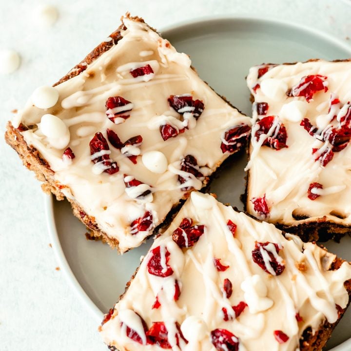 Cranberry Bliss Bars on plate