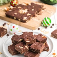 Easy Chocolate Fudge on plate