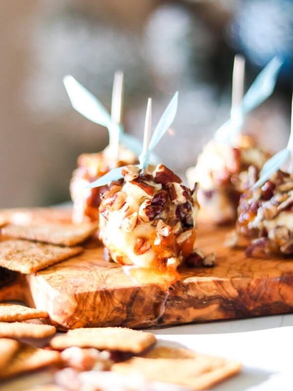 Honey Goat Cheese Balls with toothpicks