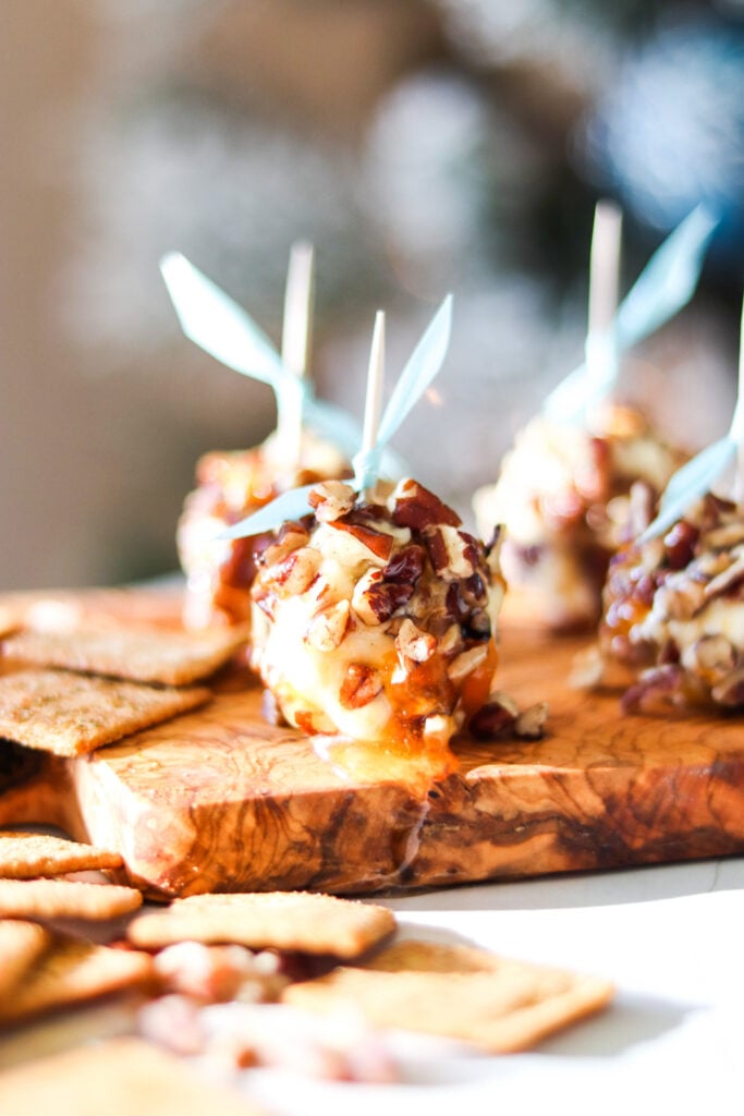 Honey Goat Cheese Balls with toothpicks
