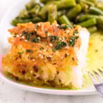 Pan Fried Garlic Butter Cod on dish