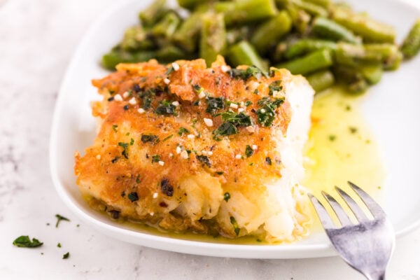 Pan Fried Garlic Butter Cod on dish