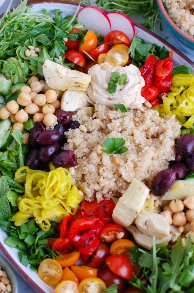 Greek Quinoa Bowl Recipe with greens 