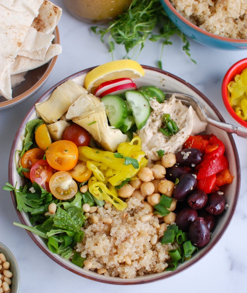 Greek Quinoa Bowl with vegetables
