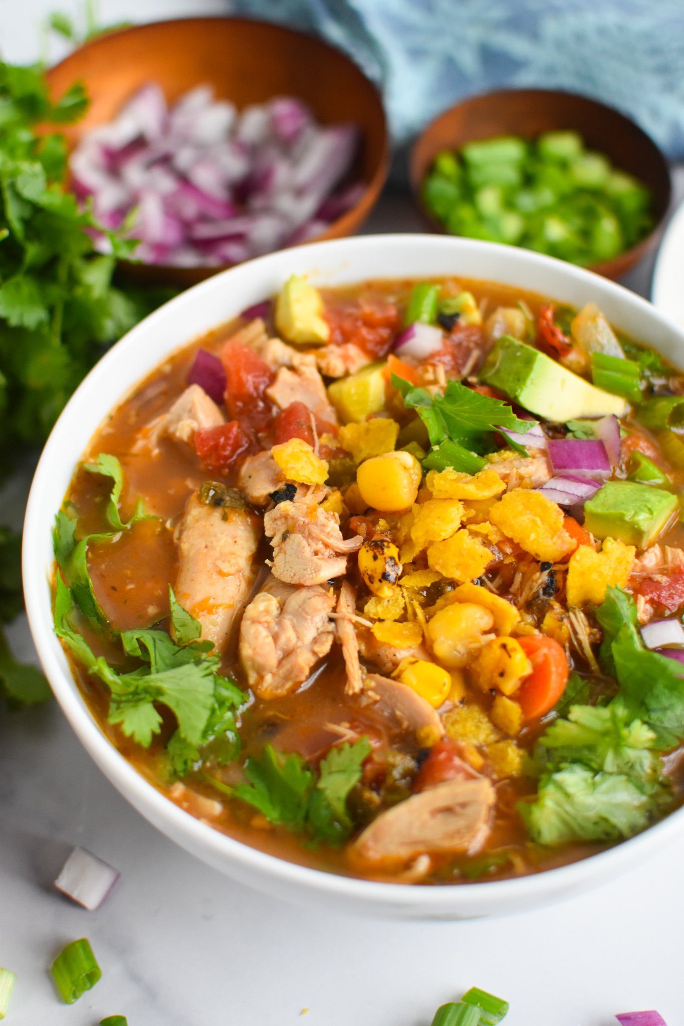 Green Chili Chicken Soup with green onion
