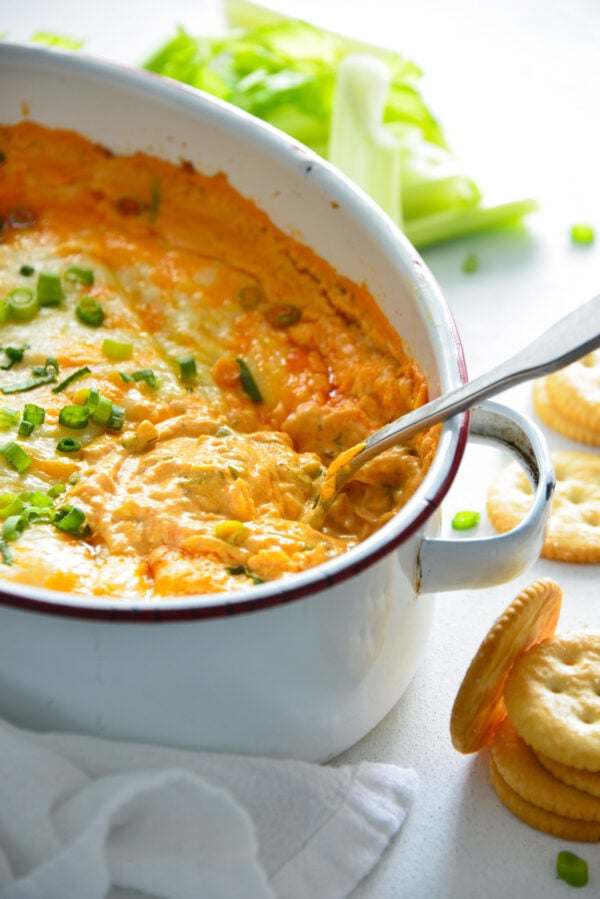 How to Make Buffalo Chicken Dip with spoon
