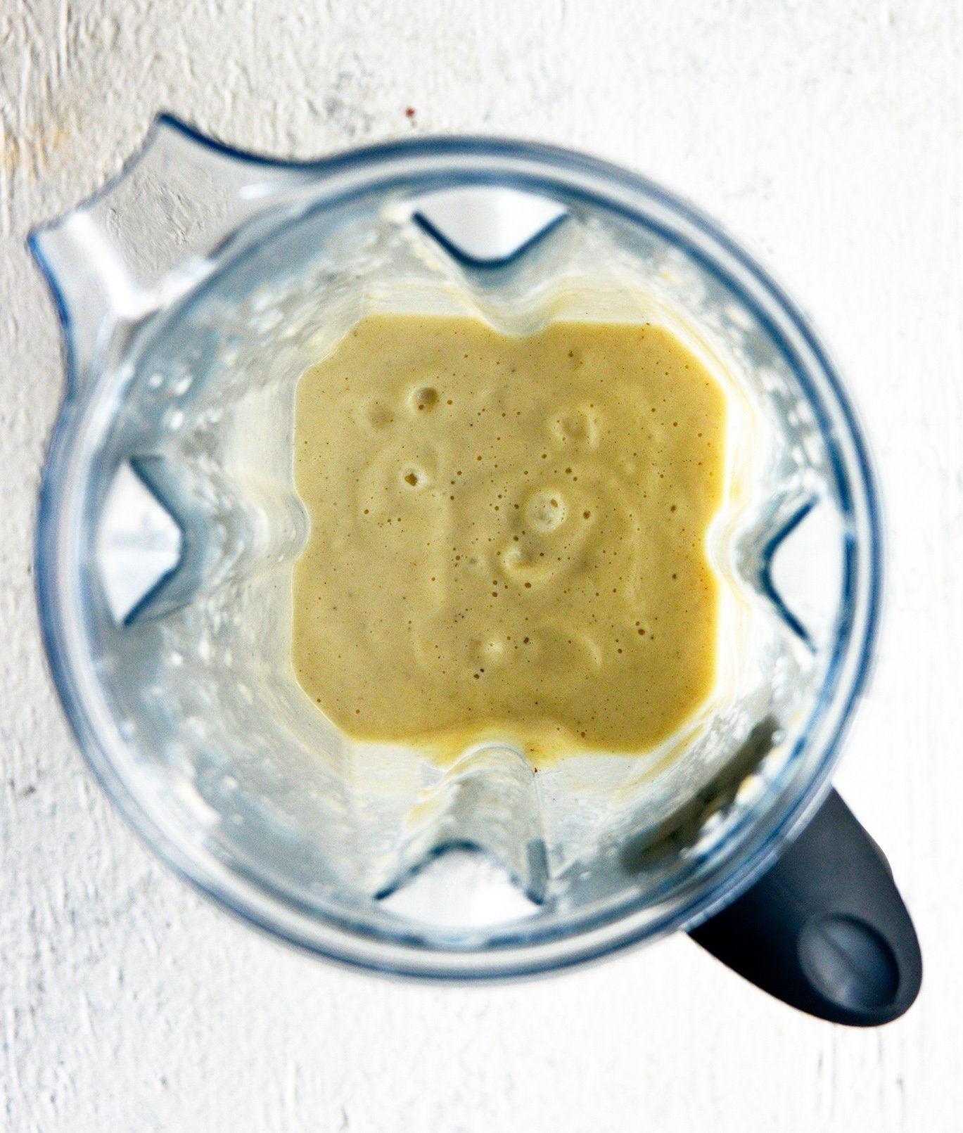 Instant Pot Cauliflower Soup pureed in a blender.