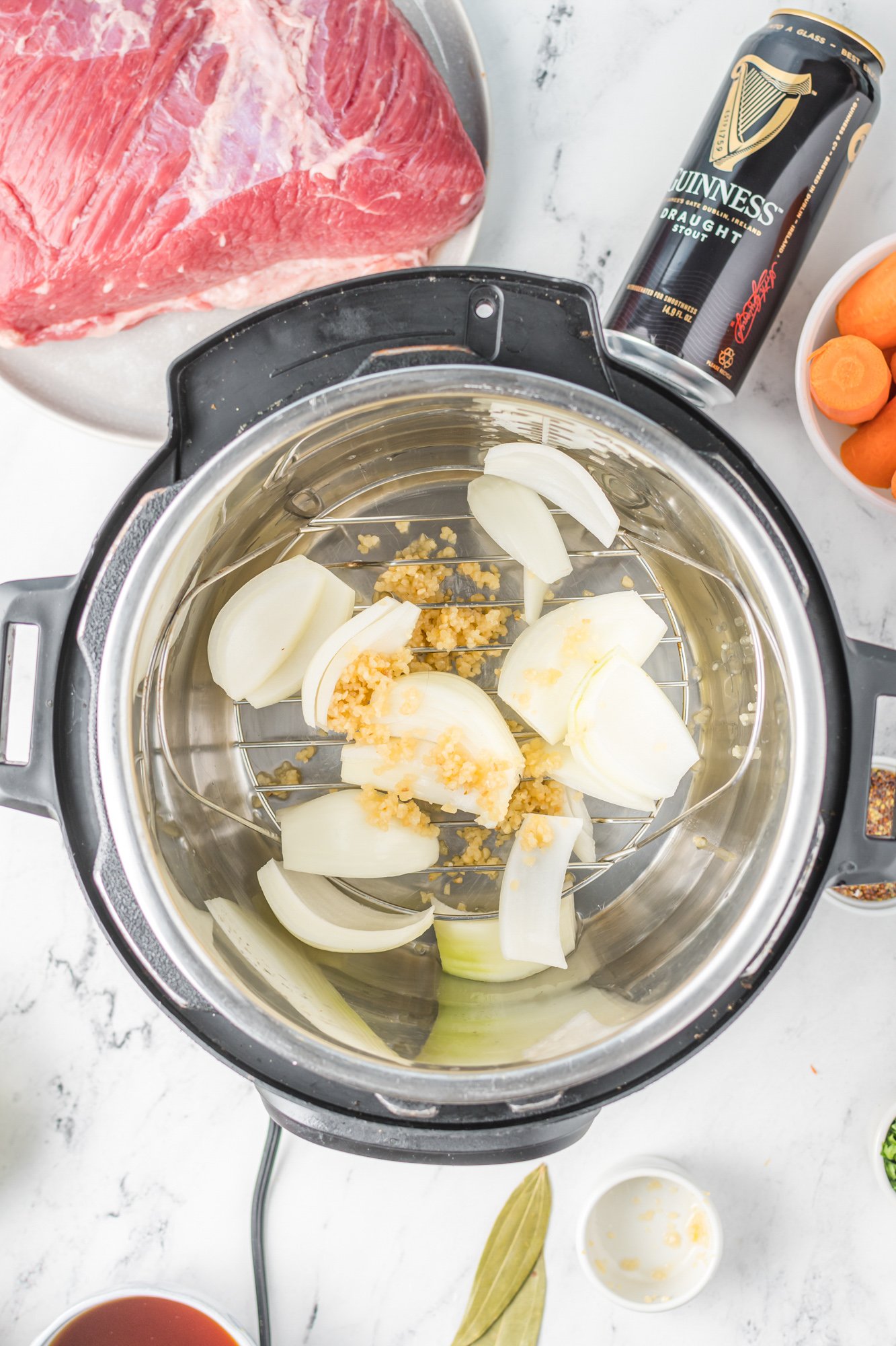 Instant Pot Corned Beef and Cabbage with onion 