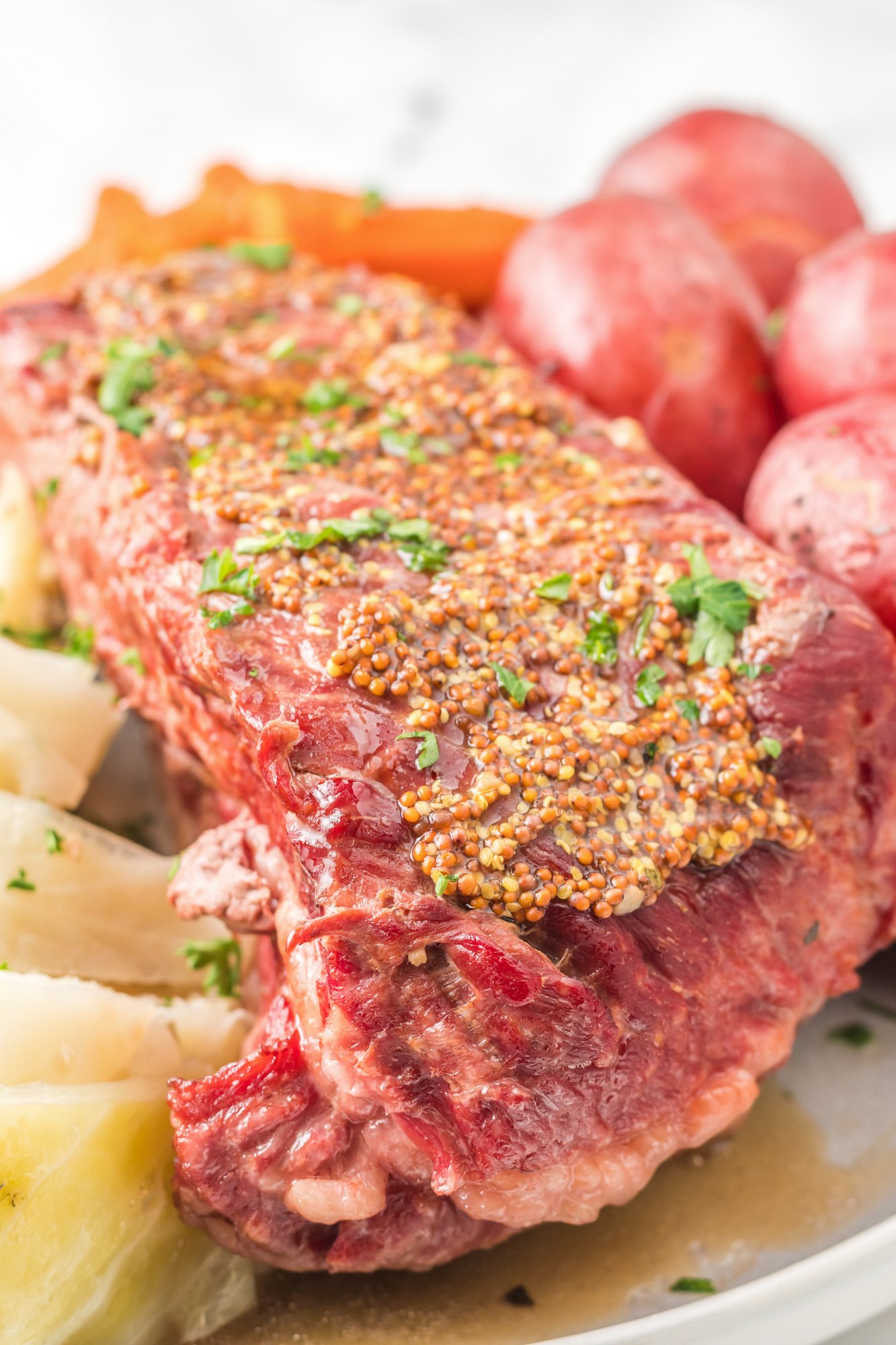 Instant Pot Corned Beef and Cabbage with mustard