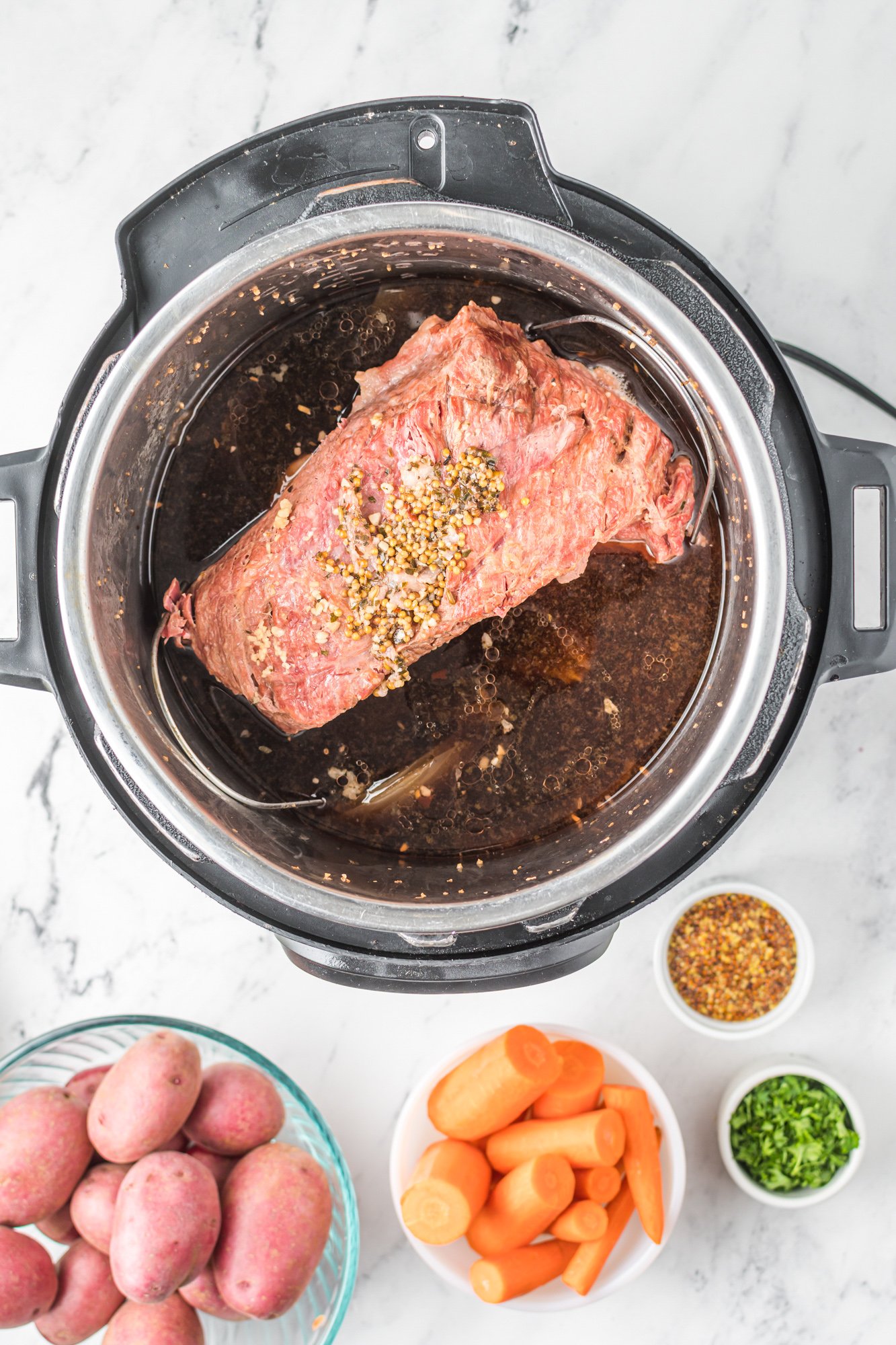 Instant Pot Corned Beef and Cabbage with spices
