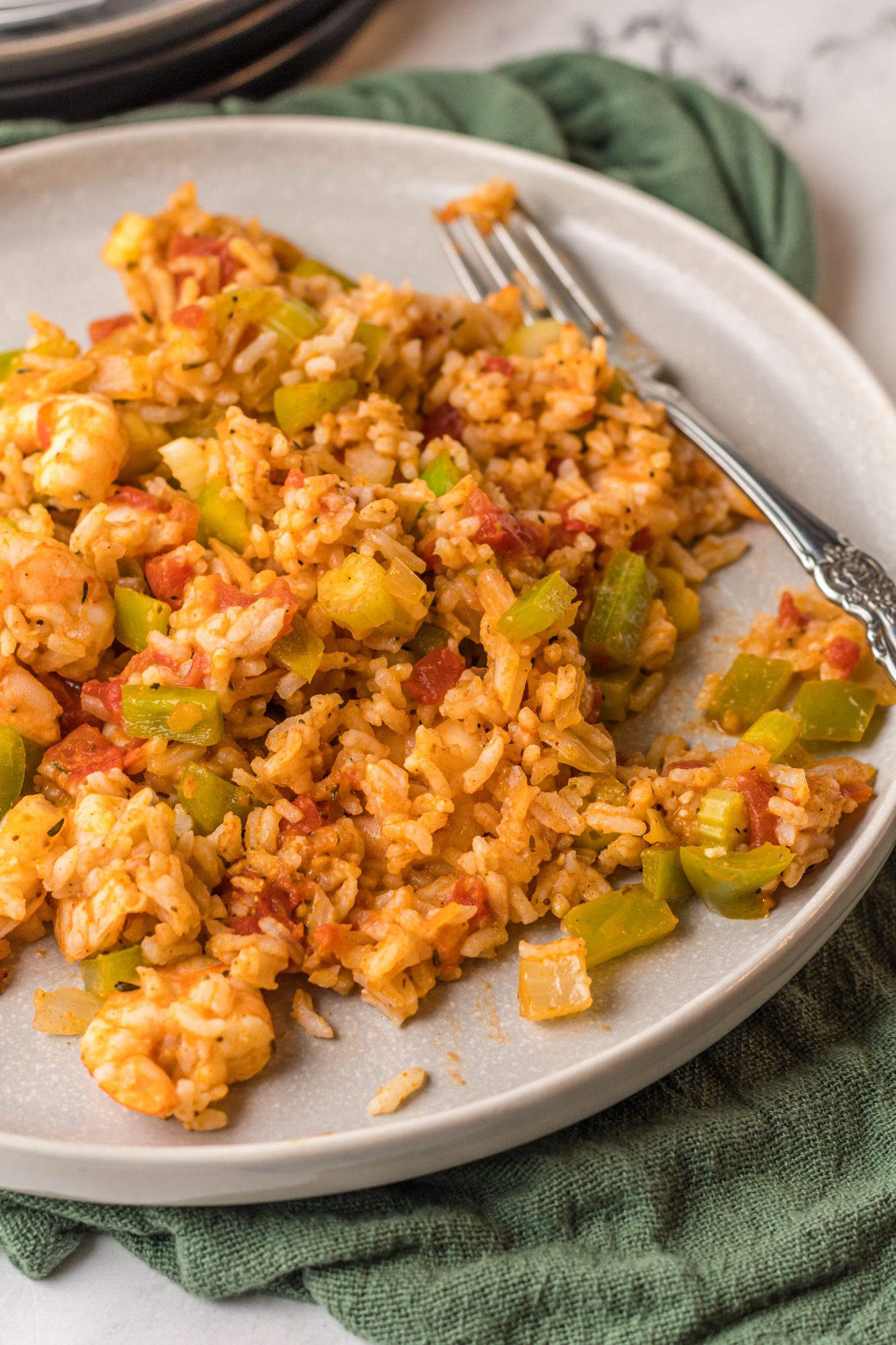 Shrimp Creole Recipe with fork.