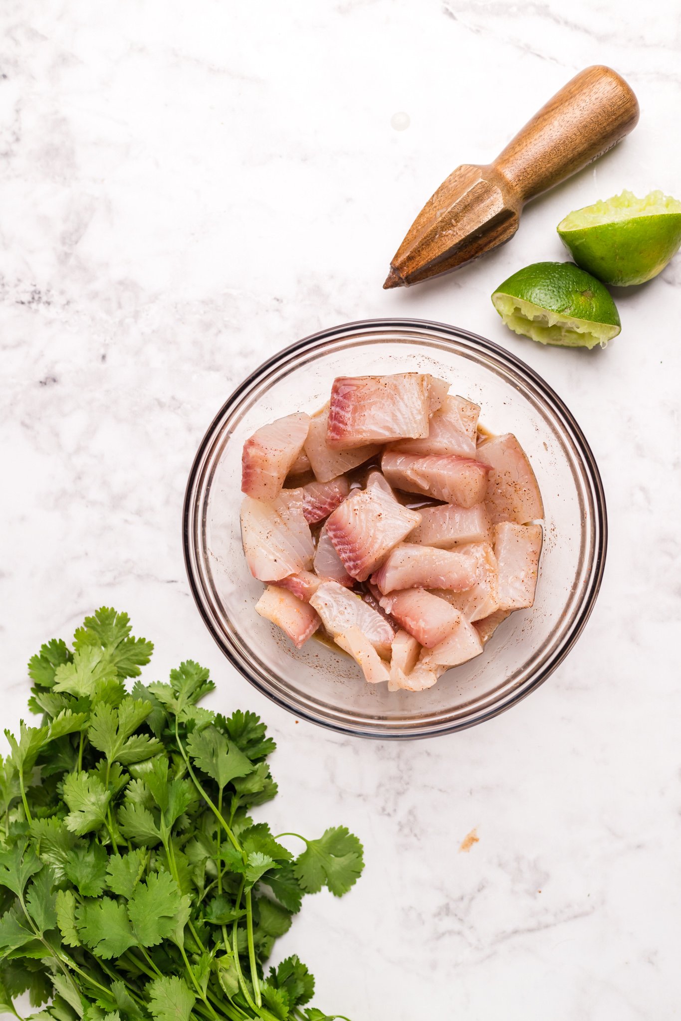 Air Fryer Tilapia fish in a bowl.