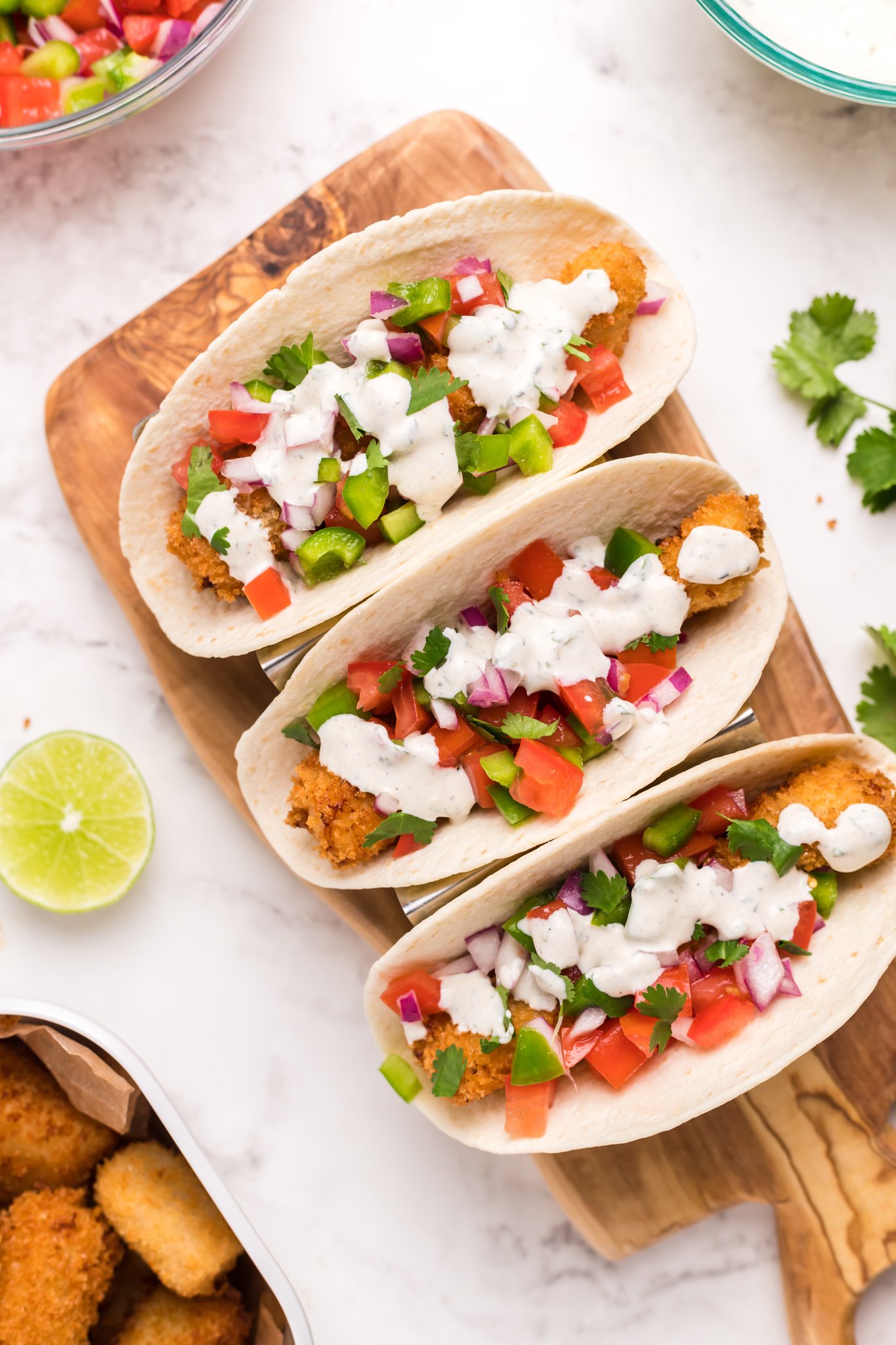 Air Fryer Tilapia in tacos. 