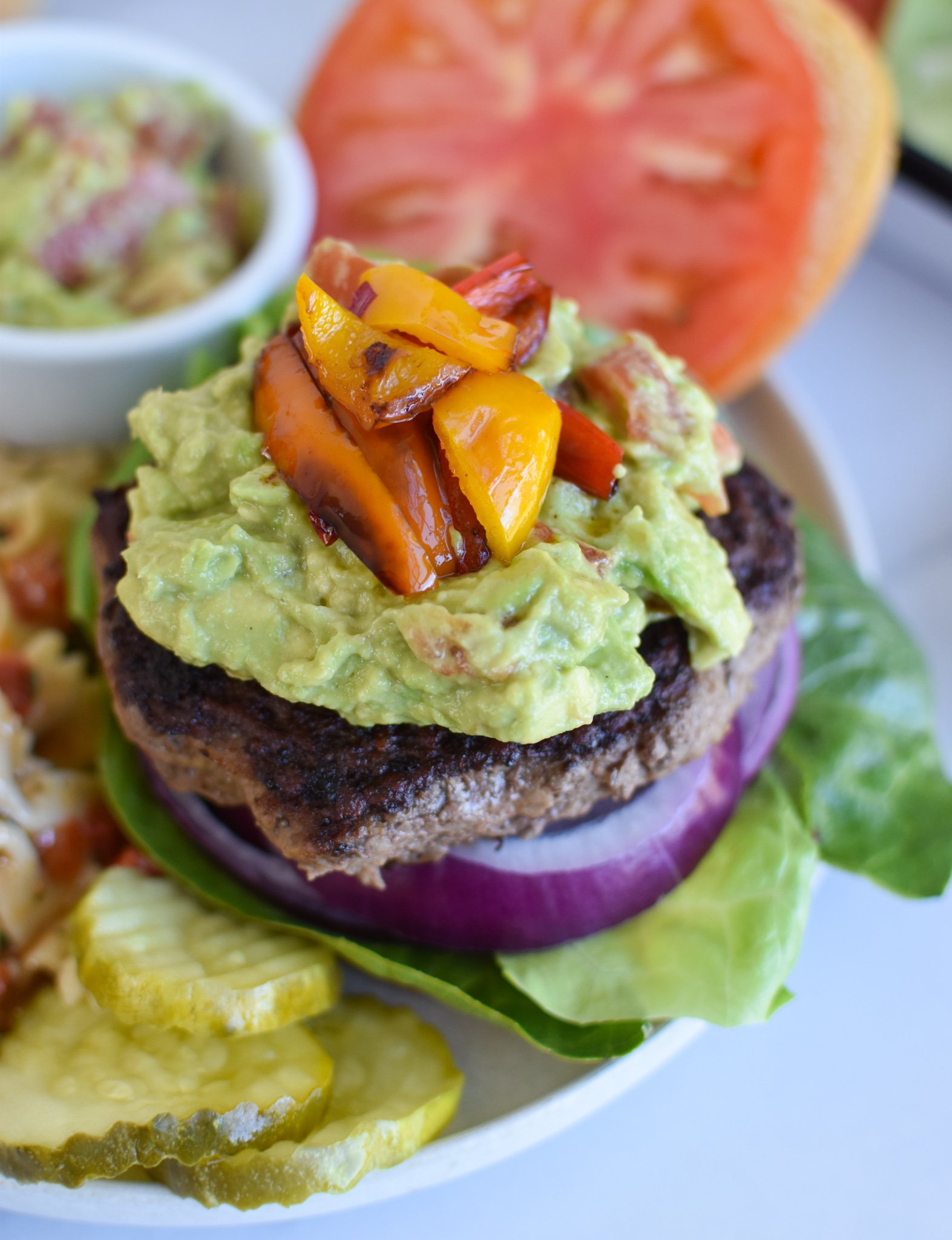 Easy Avocado Burger with guacamole. 
