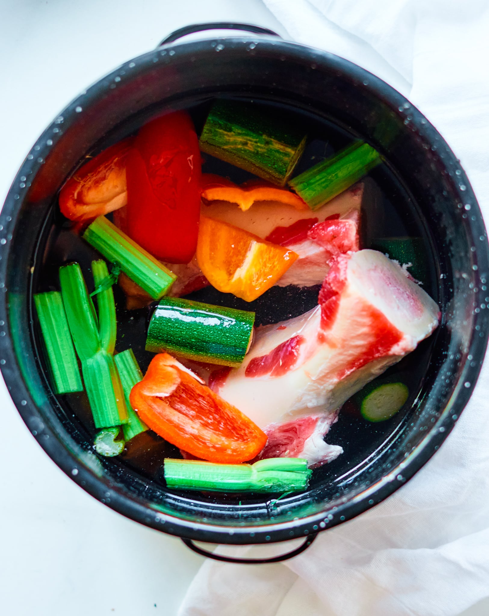 Easy Beef Bone Broth Recipe in a big pot.