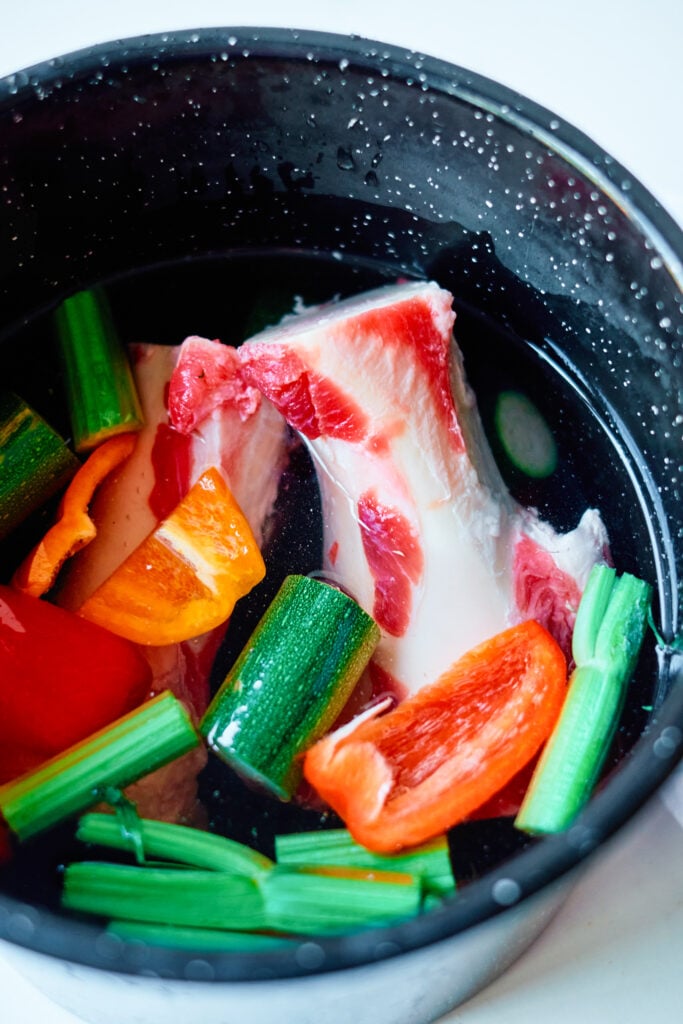 Easy Beef Bone Broth Recipe in pot 