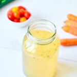 Easy Beef Bone Broth Recipe in jar.