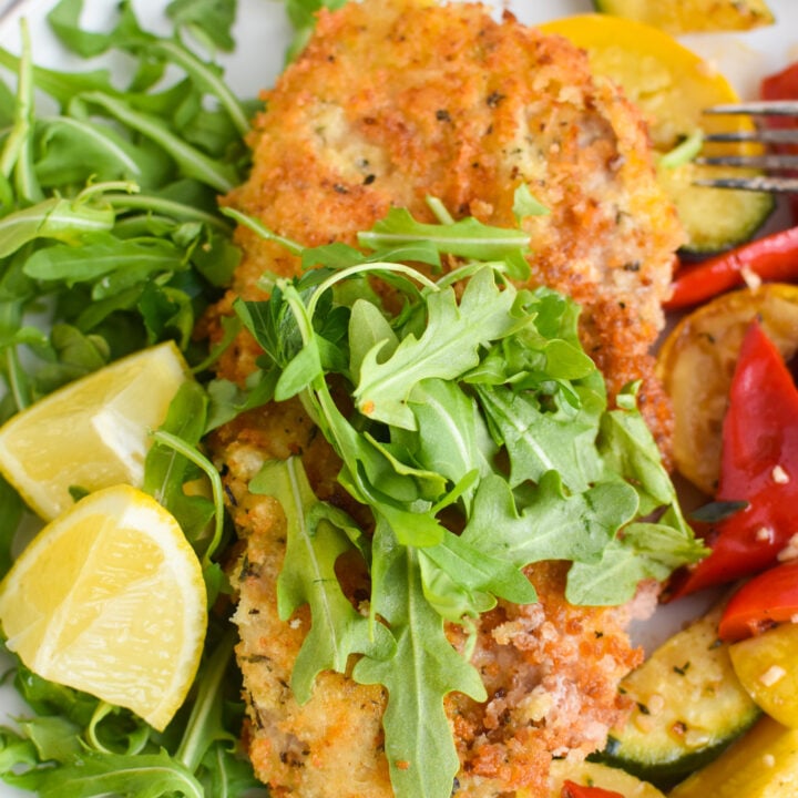 Easy Veal Milanese Recipe with arugula.