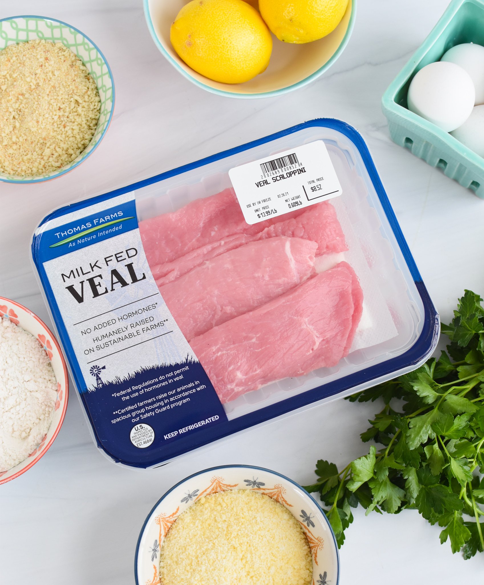 Easy Veal Milanese Recipe ingredients. 