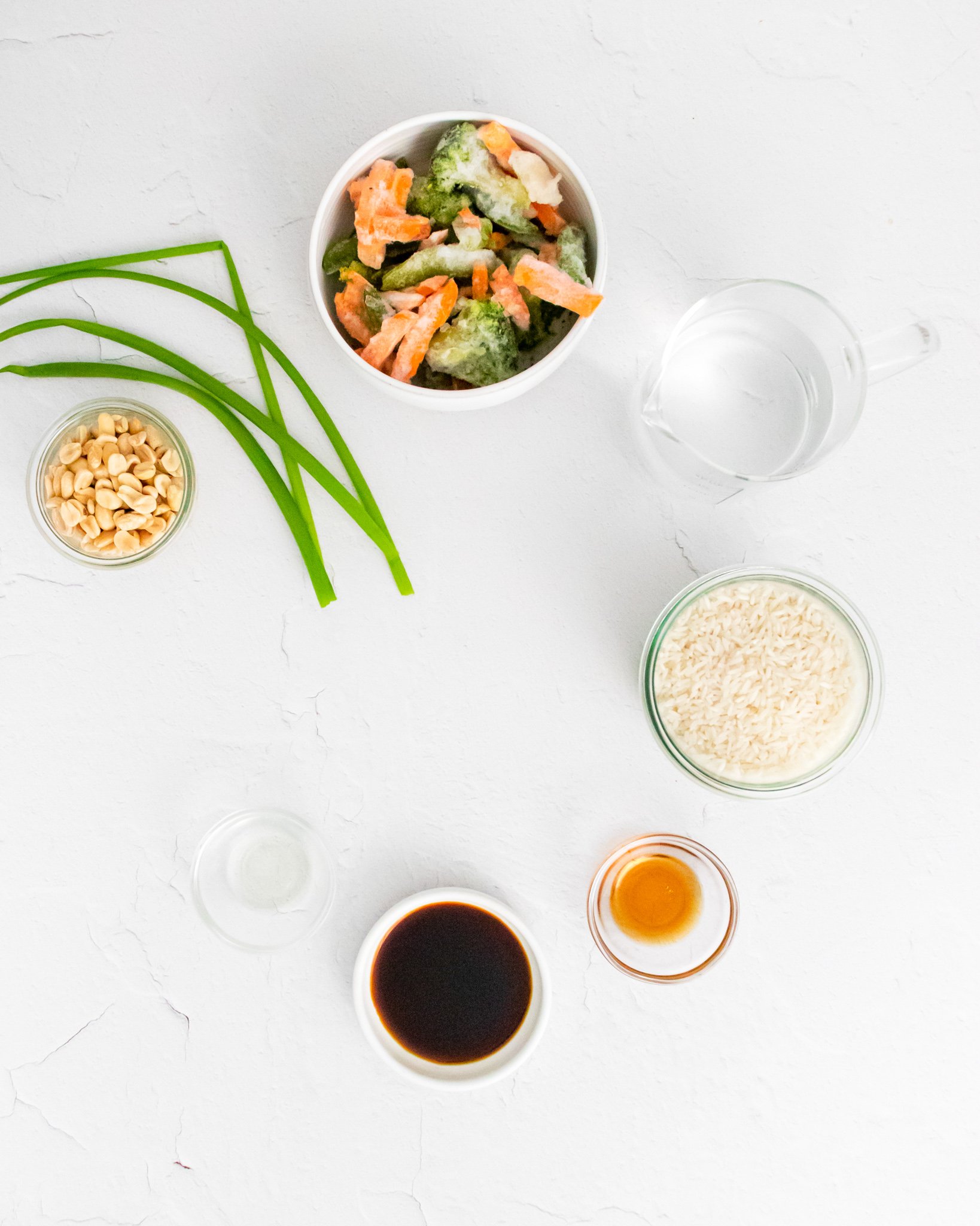 Instant Pot Fried Rice ingredients. 