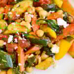 Mediterranean Chickpea Skillet with feta cheese.