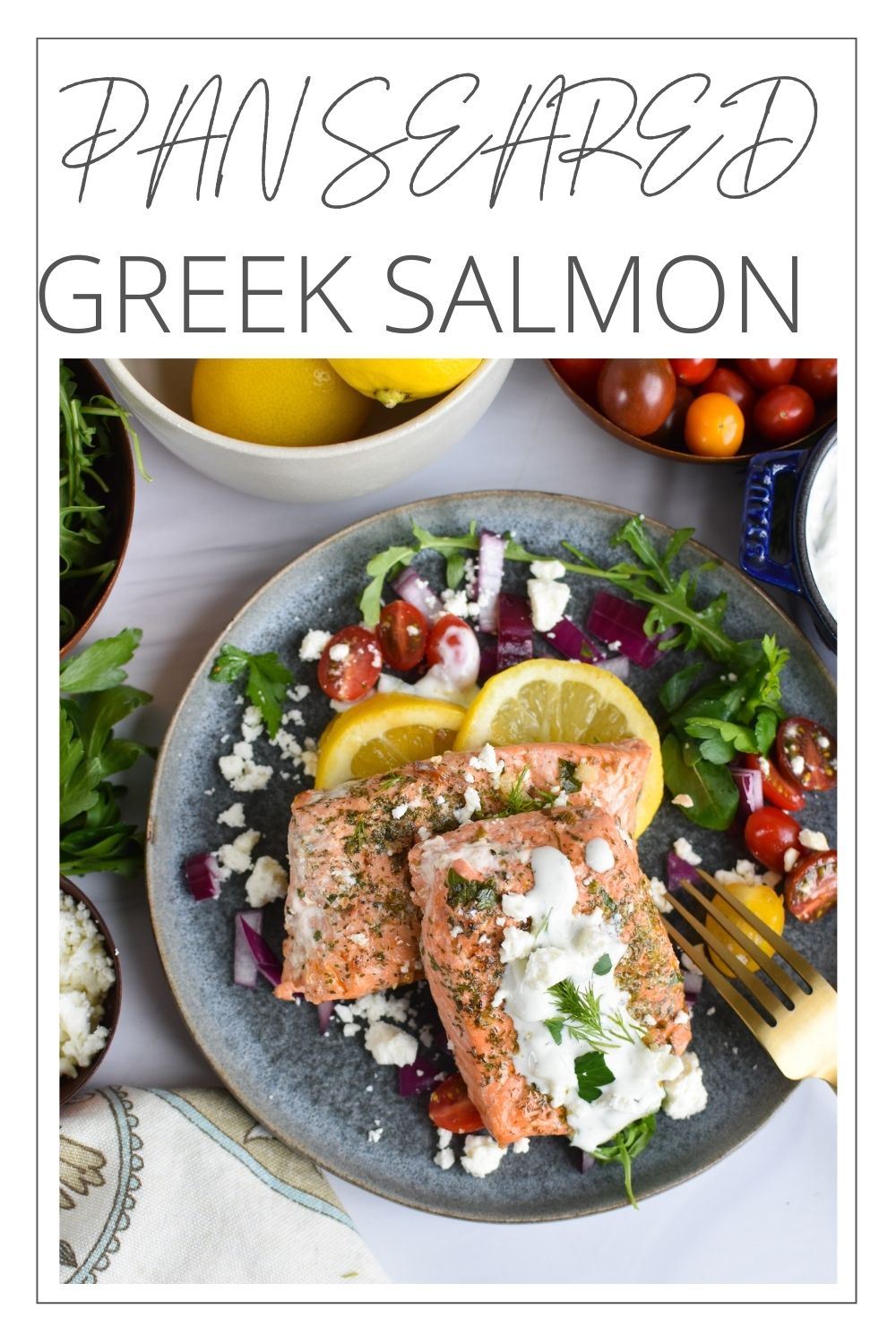 Pan Seared Greek Salmon