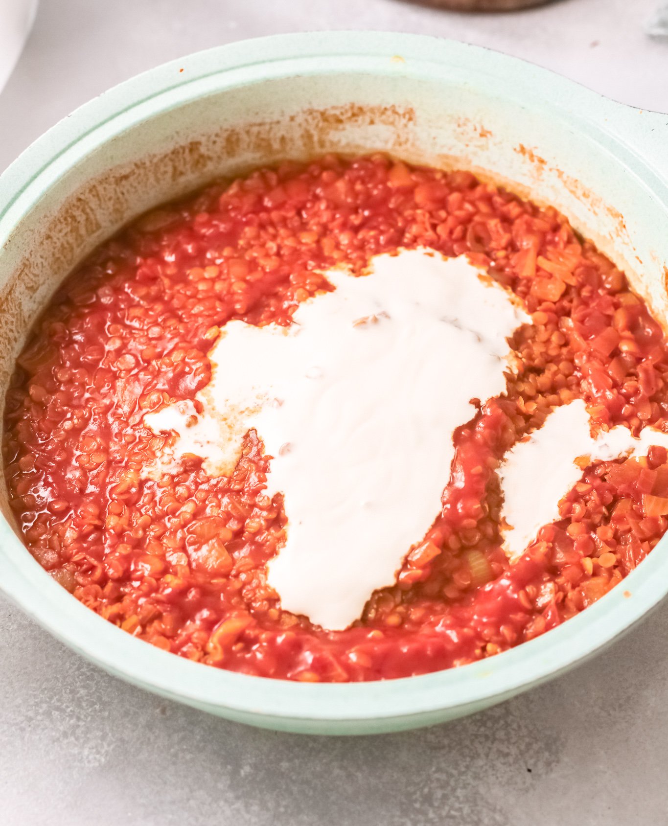 Red Lentil Curry with cream. 