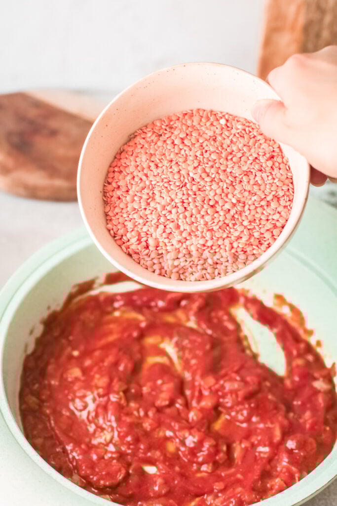 Red Lentil Curry with lentils.