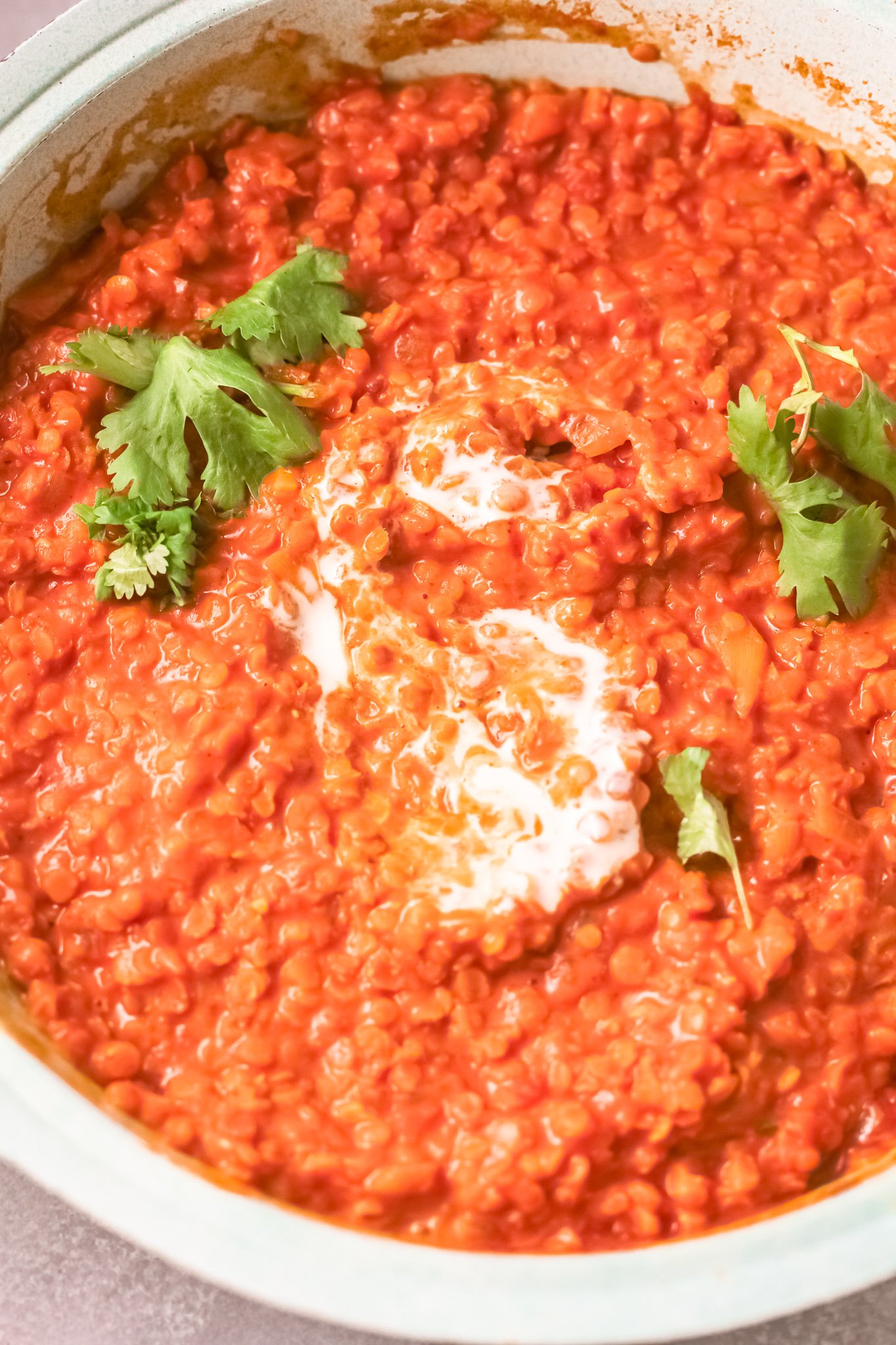 Red Lentil Curry with parsley. 