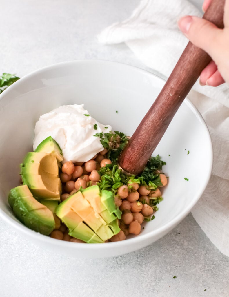 Chickpea Salad Sandwich with masher.