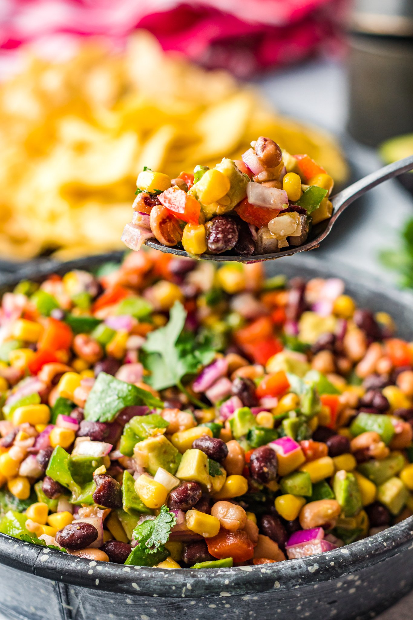 Cowboy Caviar Recipe with spoon. 