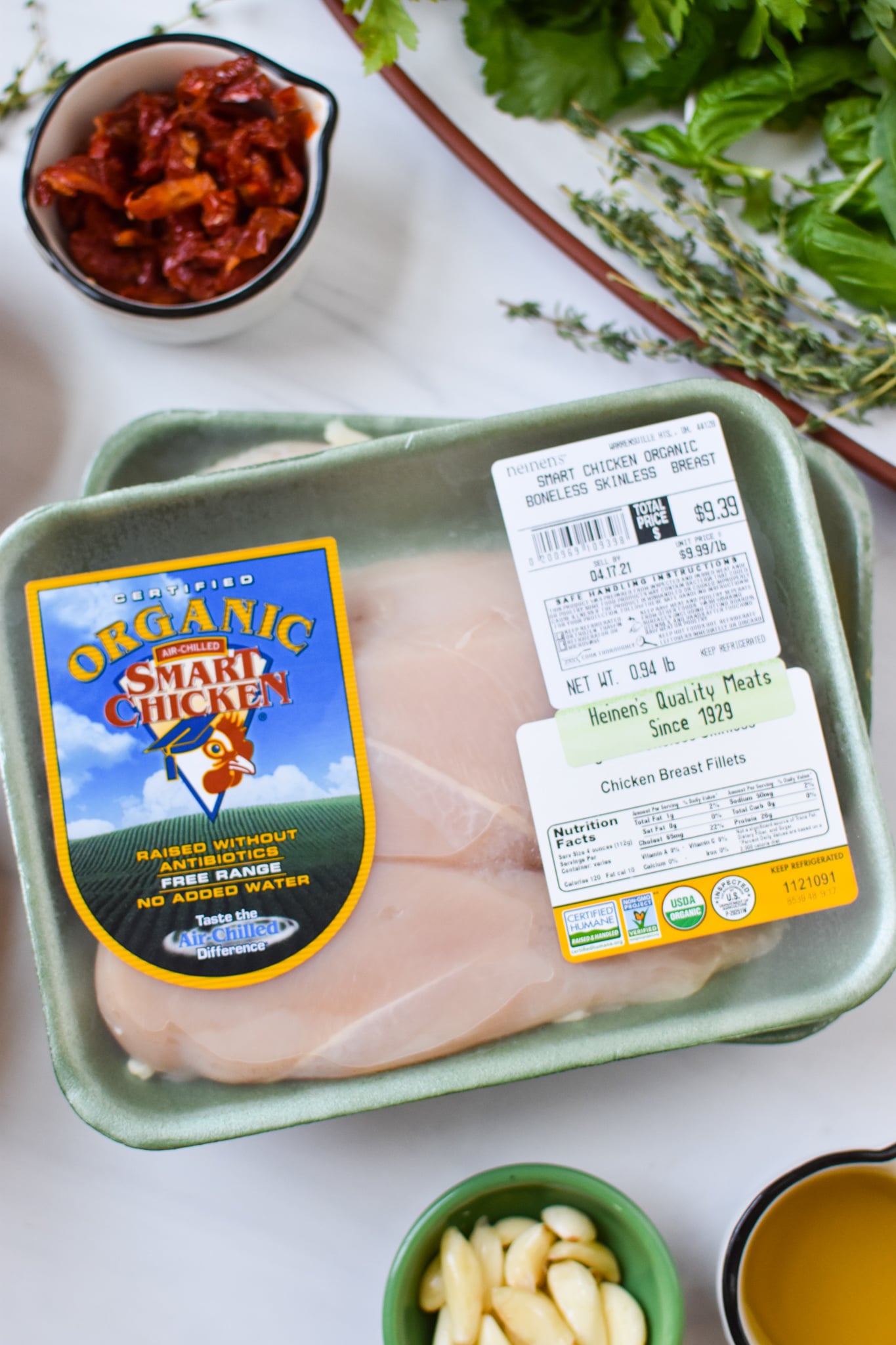 Sun-dried Tomato Goat Cheese Stuffed Chicken Breasts ingredients.