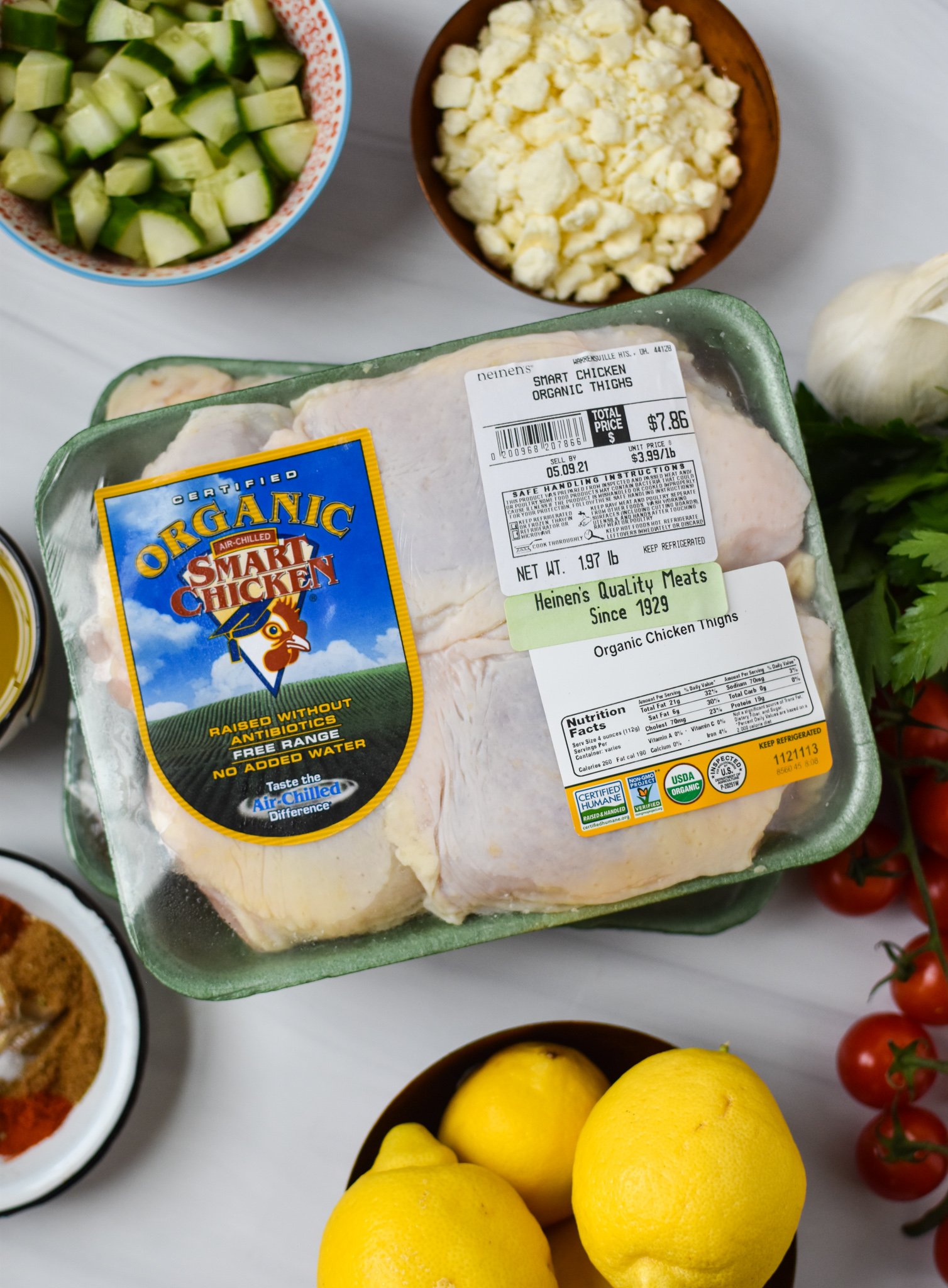 Air Fryer Mediterranean Chicken Thighs ingredients. 