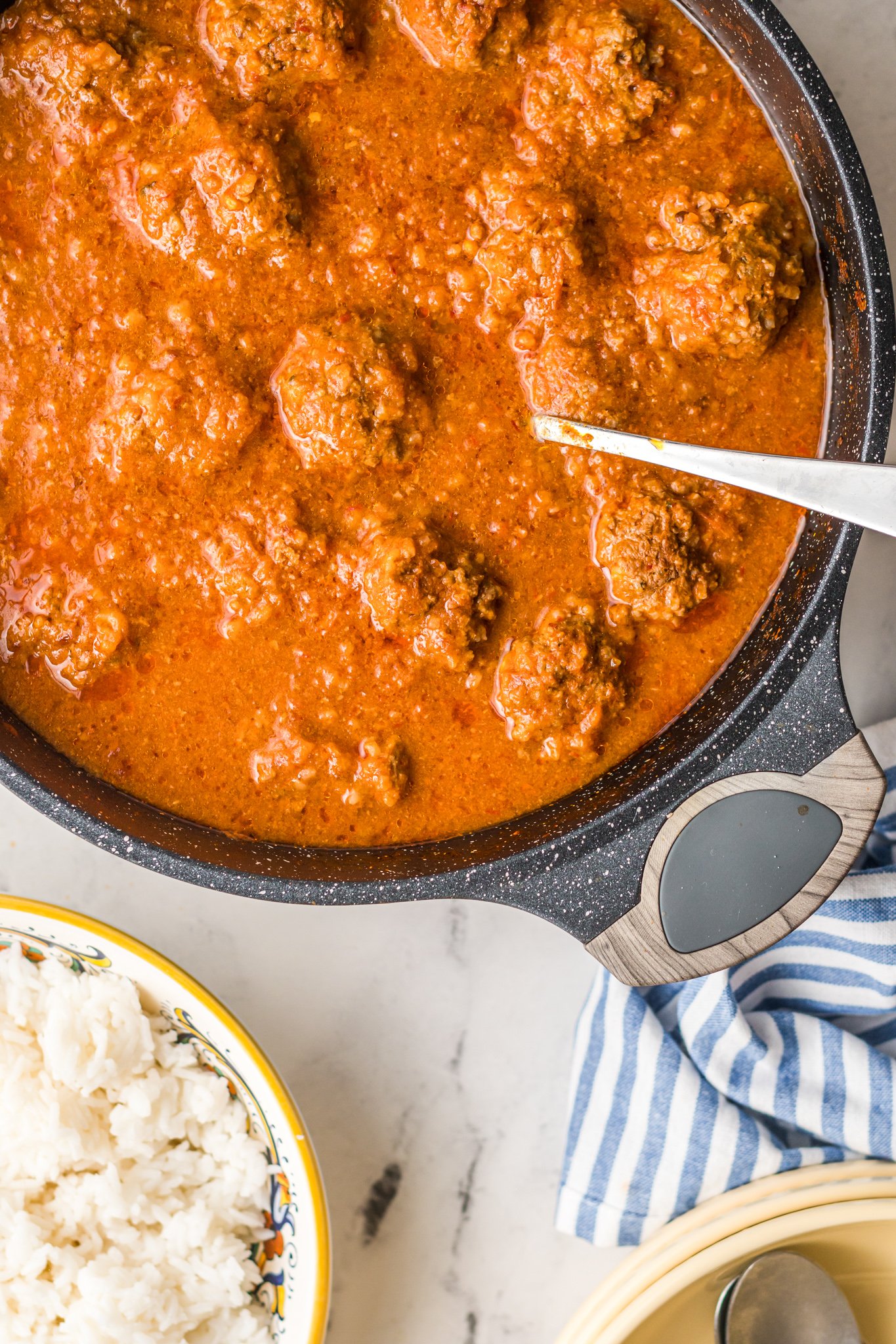 Albondigas en Chipotle meatballs in adobo sauce. 