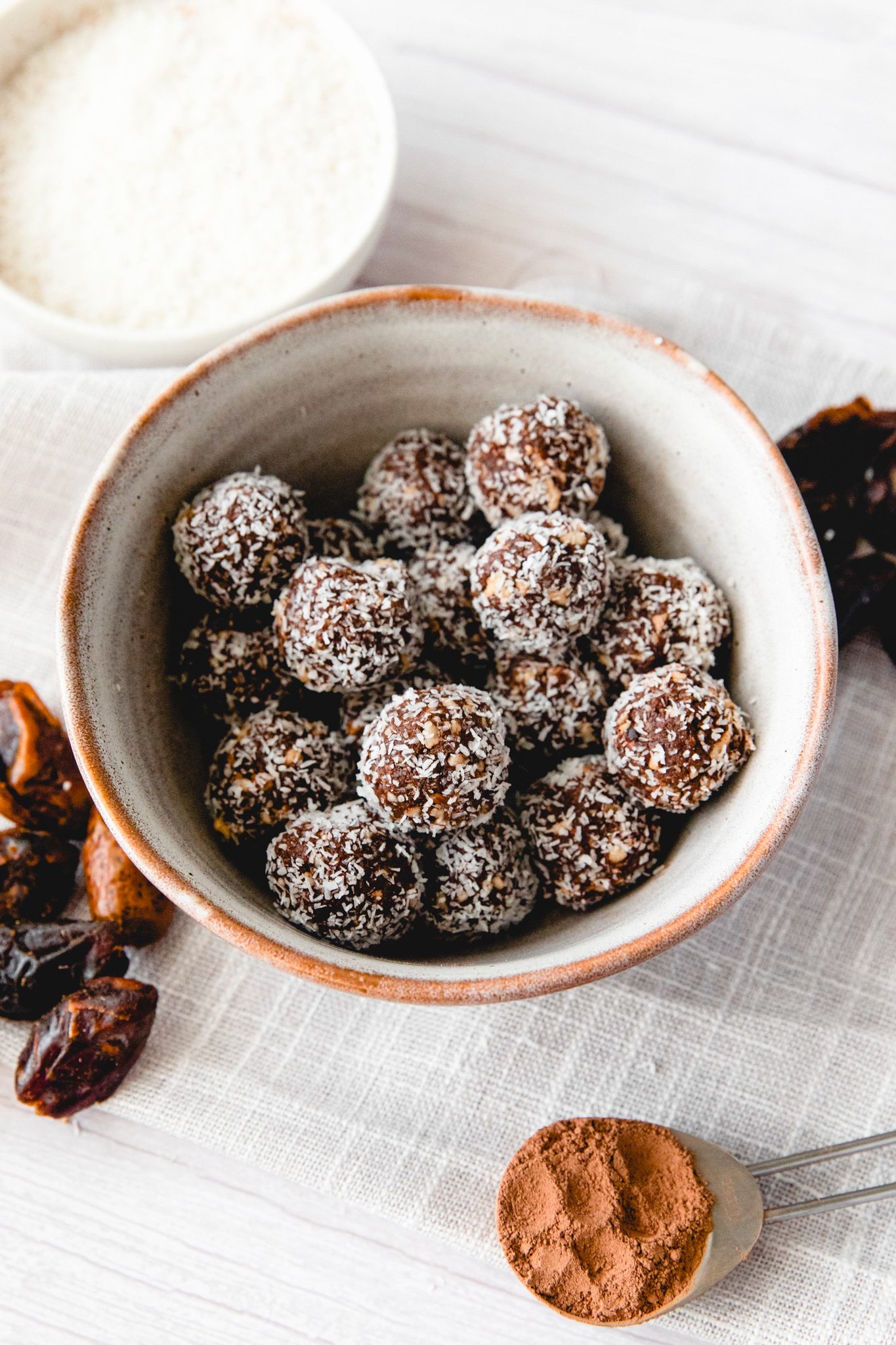 Easy Date Protein Balls in bowl.