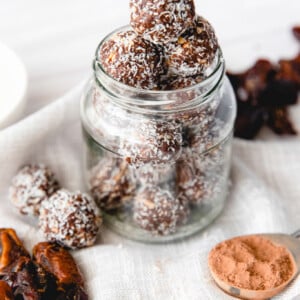 Easy Date Protein Balls in jar.
