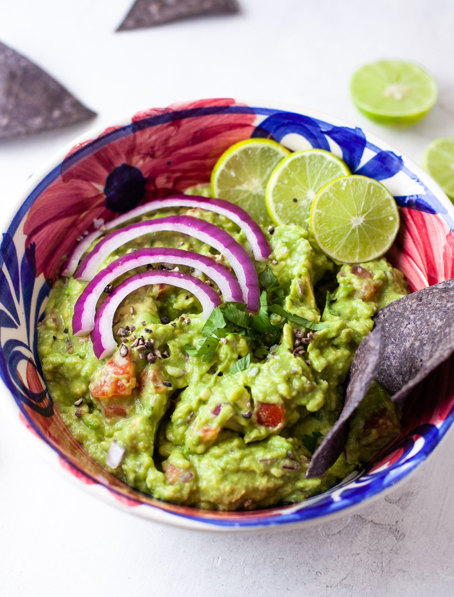 Easy Guacamole Recipe with red onion. 