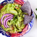 Easy Guacamole Recipe with chips.