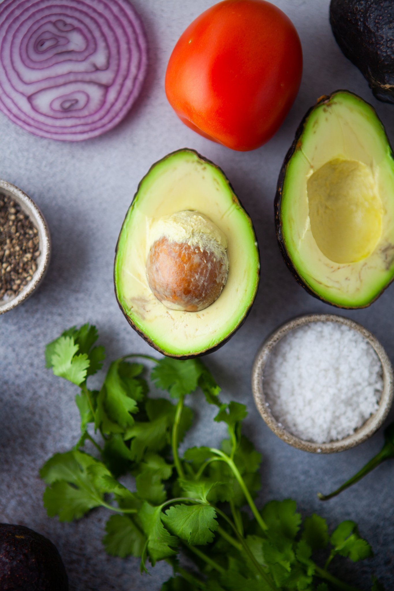 Easy Guacamole Recipe ingredients. 