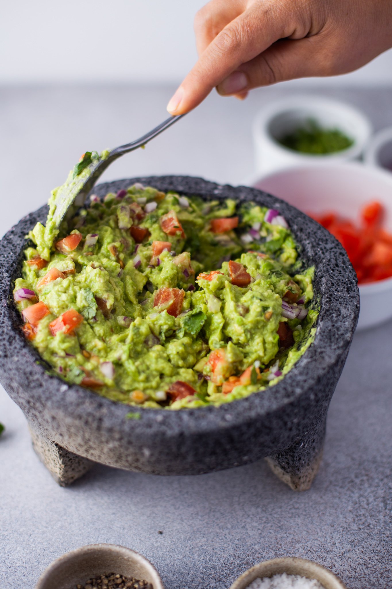 Easy Guacamole Recipe with spoon. 