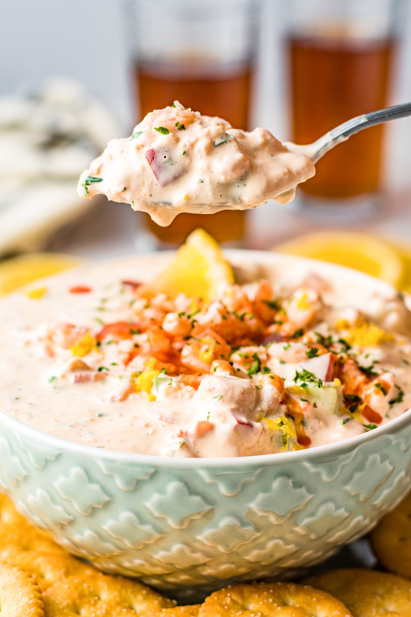 Shrimp Dip Recipe with spoon. 