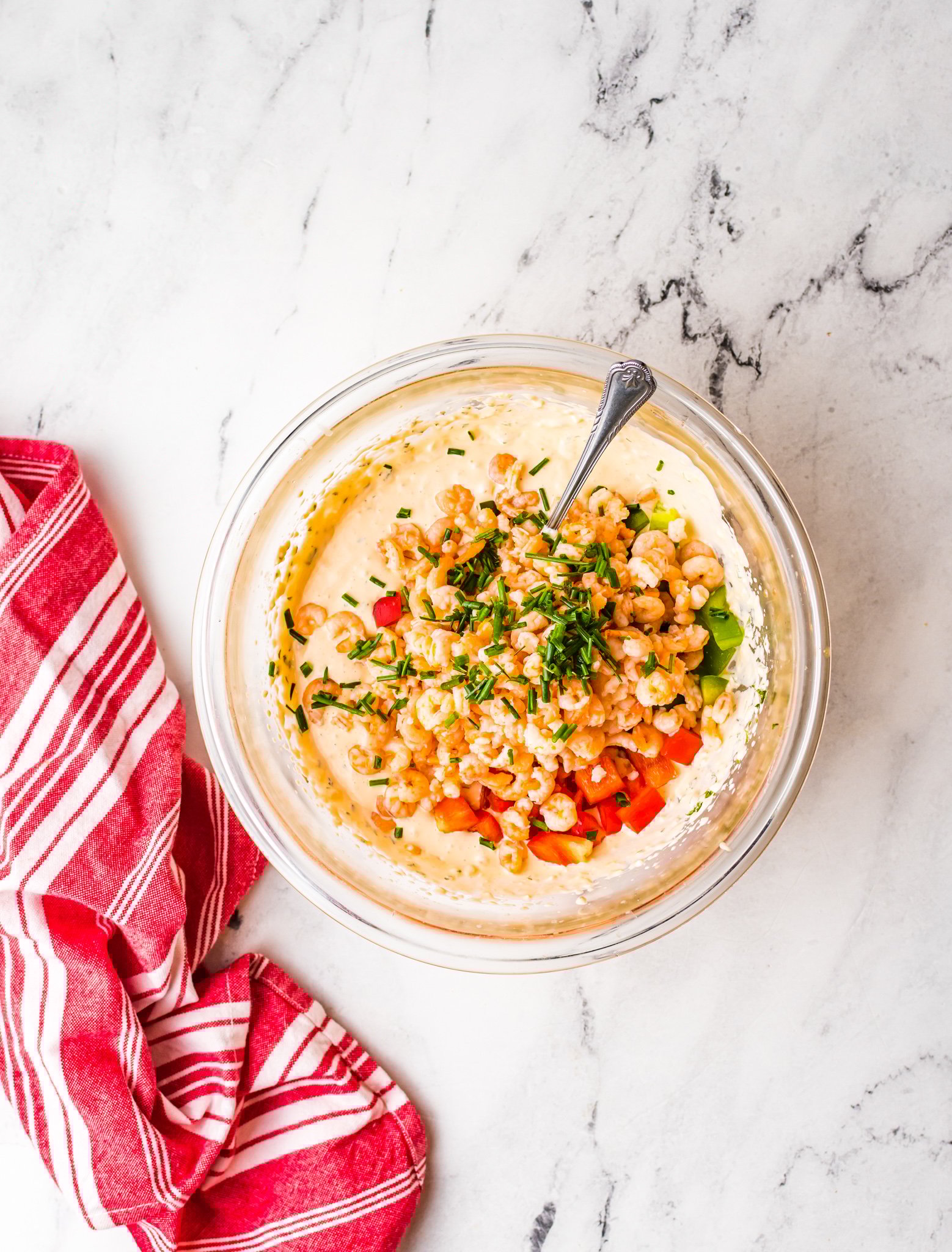 Shrimp Dip Recipe mixing in bowl. 