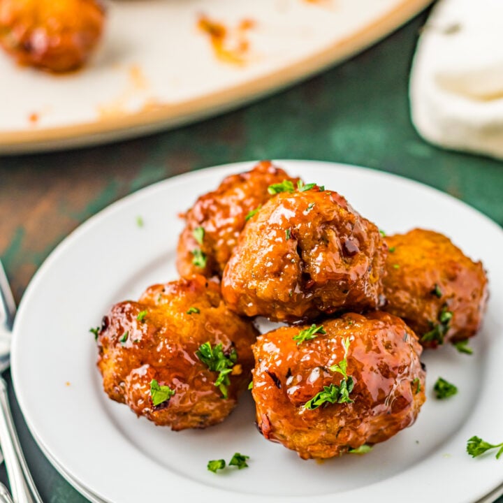 Air Fryer Meatballs on a plate.