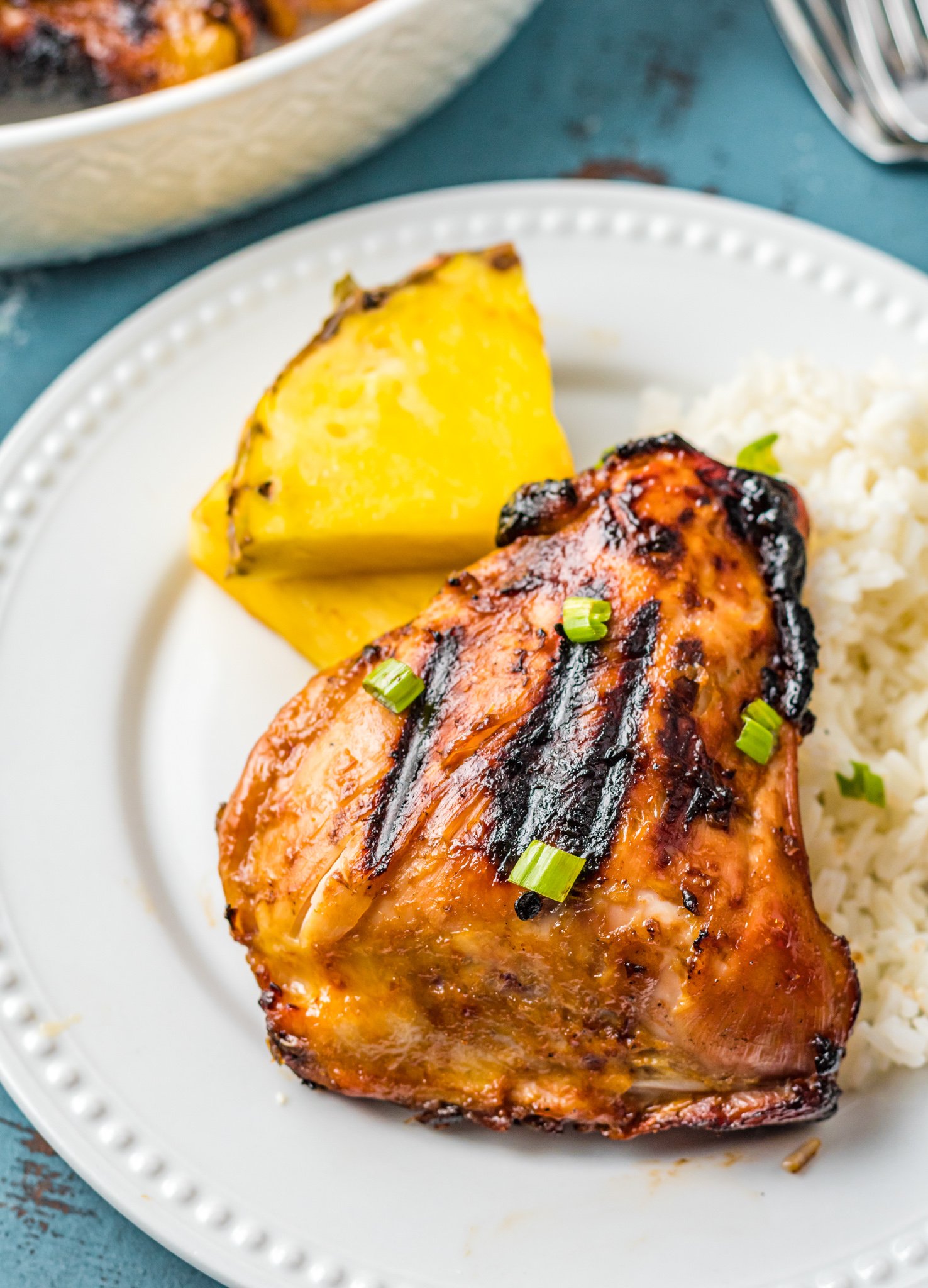 Grilled Huli Huli Chicken with pineapple.