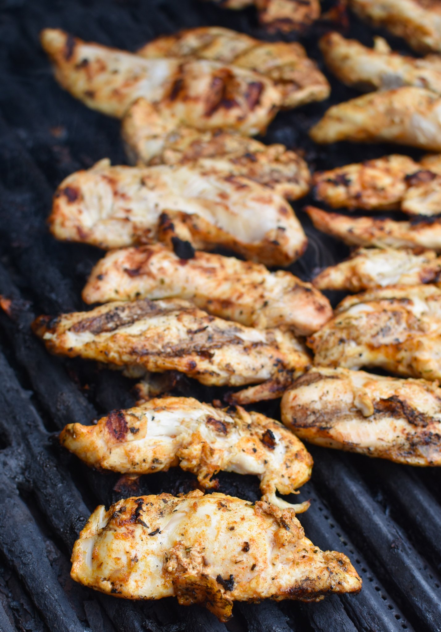 Yogurt Marinated Chicken on grill. 